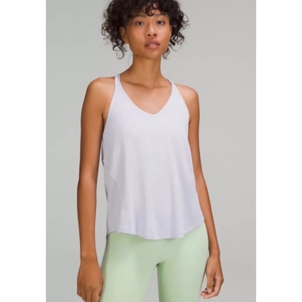 Lululemon Tank Top Women Split Back Racerback Silk Modal 2 Yoga Gym Activewear